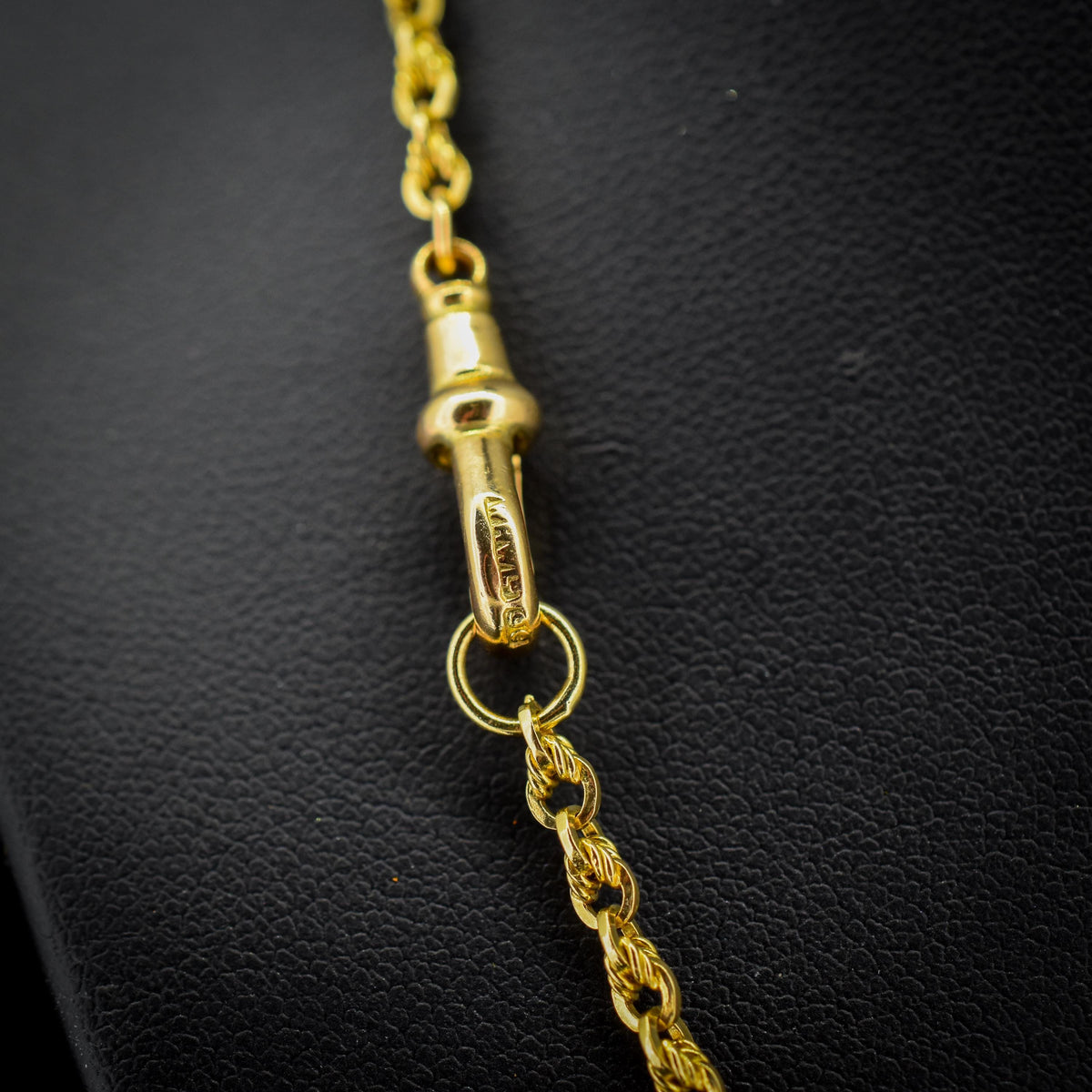 Antique 9ct Gold Love Knot Link Chain Necklace with Dog Clip | 20"