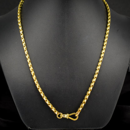 Antique 9ct Yellow Gold Tulip Link Fancy Chain Necklace with Dog Clip | 19.75"