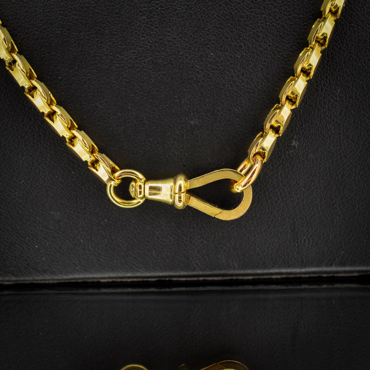 Antique 9ct Yellow Gold Tulip Link Fancy Chain Necklace with Dog Clip | 19.75"