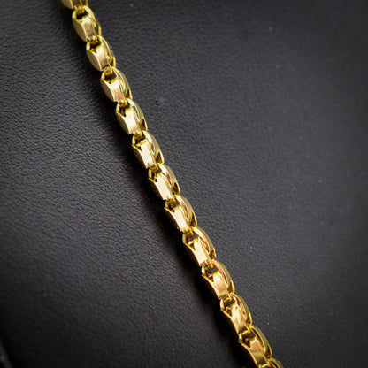 Antique 9ct Yellow Gold Tulip Link Fancy Chain Necklace with Dog Clip | 19.75"
