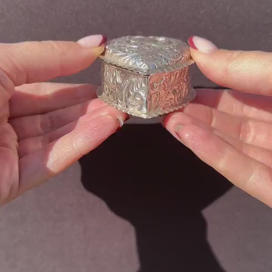 Antique Birmingham 1897 Sterling Silver Heart Trinket Jewellery Box