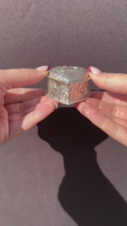 Antique Birmingham 1897 Sterling Silver Heart Trinket Jewellery Box