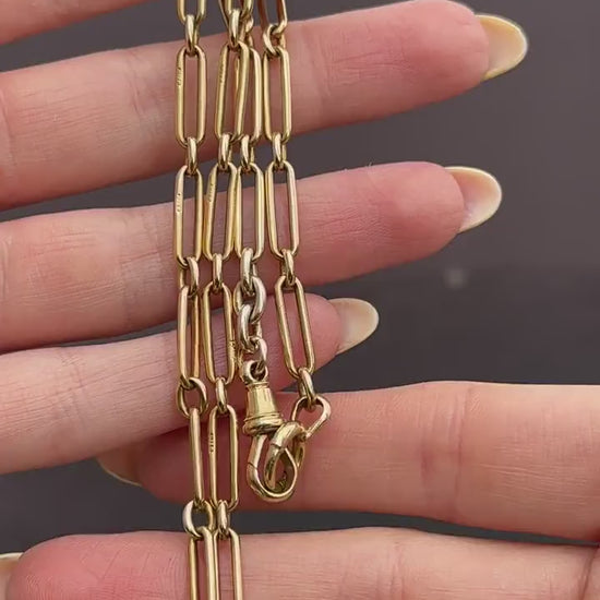 Antique '1911' 18ct Yellow Gold Trombone Chain Necklace | 16.5"