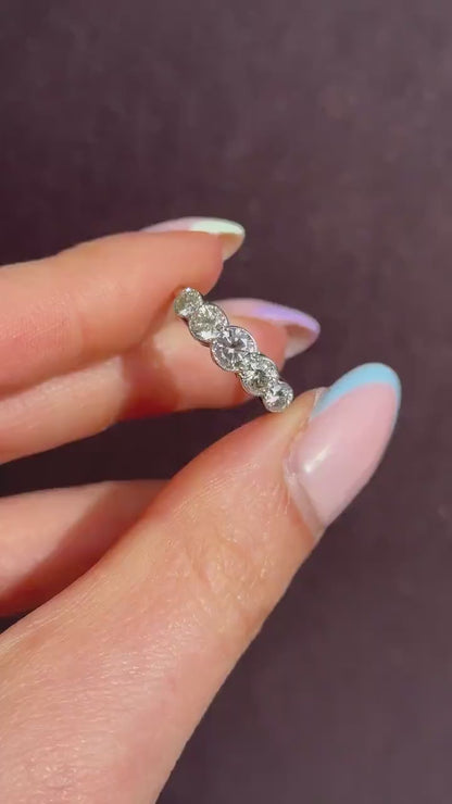 Art Deco Style 1.15ct Diamond Five Stone Platinum Ring