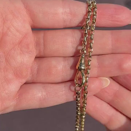 Antique Victorian 9ct Gold Faceted Link Chain Necklace with Dog Clip | 21.25"