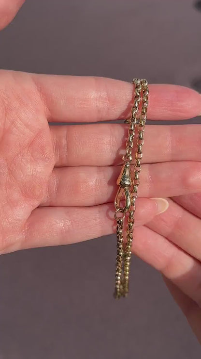 Antique Victorian 9ct Gold Faceted Link Chain Necklace with Dog Clip | 21.25"