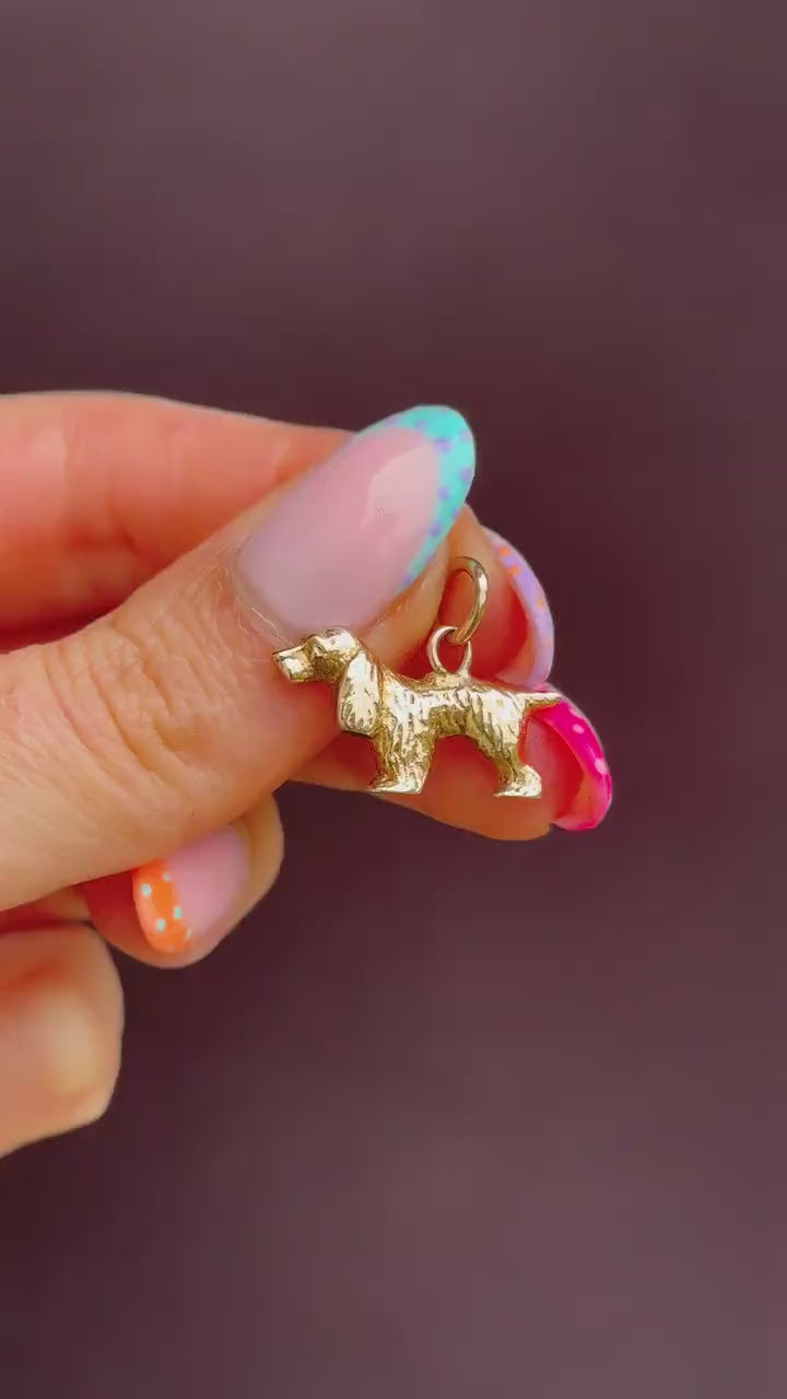 Vintage 9ct Gold Spaniel Dog Charm Pendant