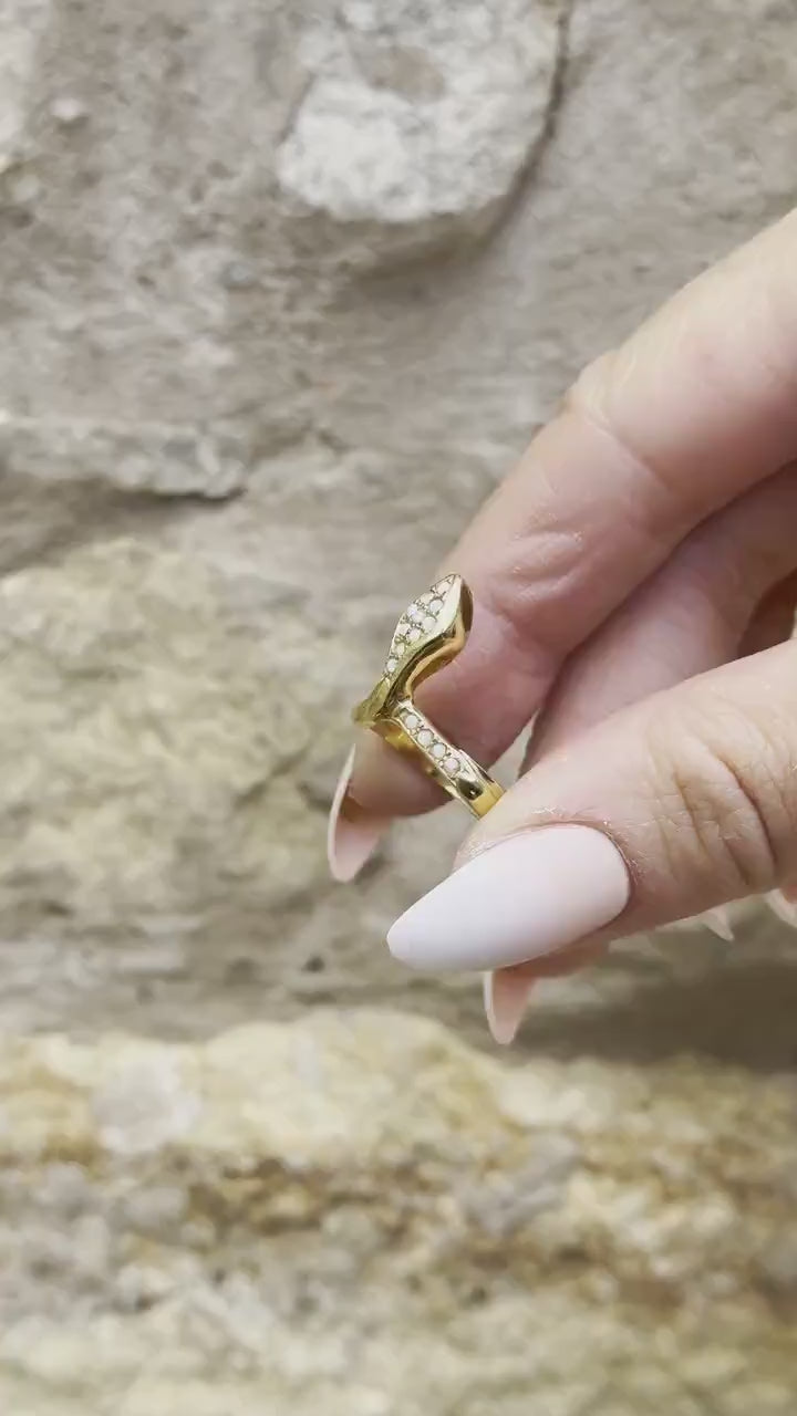 Opal Snake Serpent Gold Gilded Silver Ring | Antique Victorian Style