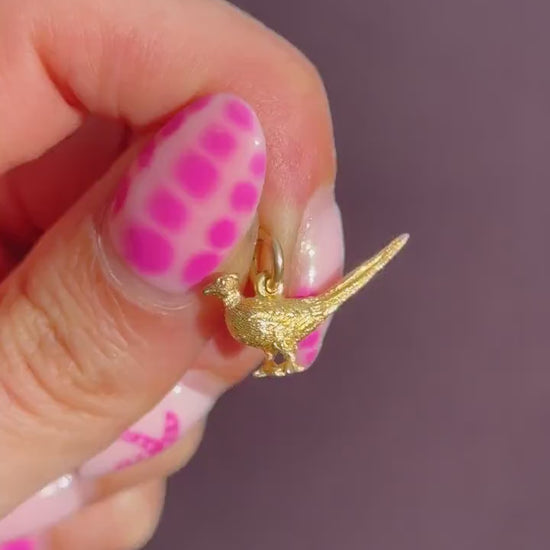 Vintage 9ct Yellow Gold Pheasant Bird Charm Pendant