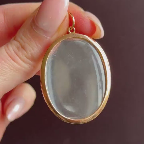 Antique Oval Glass 9ct Gold Photo Locket Pendant
