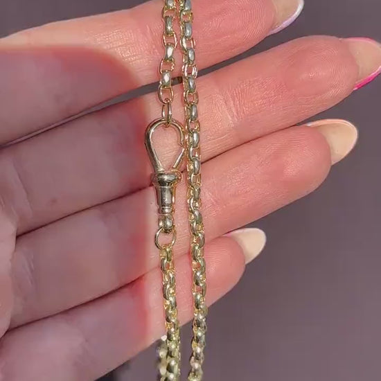 Antique Victorian 9ct Gold Faceted Link Chain Necklace with Dog Clip | 21.5"