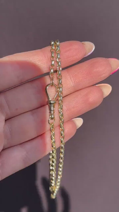 Antique Victorian 9ct Gold Faceted Link Chain Necklace with Dog Clip | 21.5"