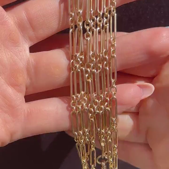 Antique Victorian 9ct Gold Paper Link Chain Necklace 41" Length