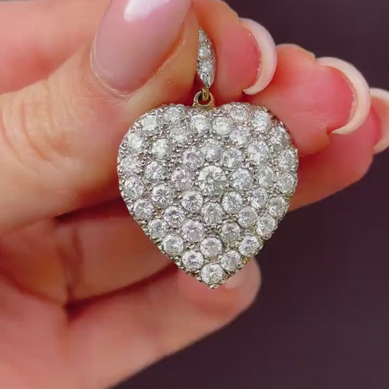 Diamond Heart Pendant 4.0ct Total | Edwardian Style