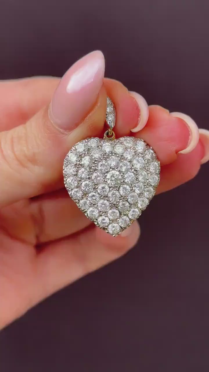 Diamond Heart Pendant 4.0ct Total | Edwardian Style