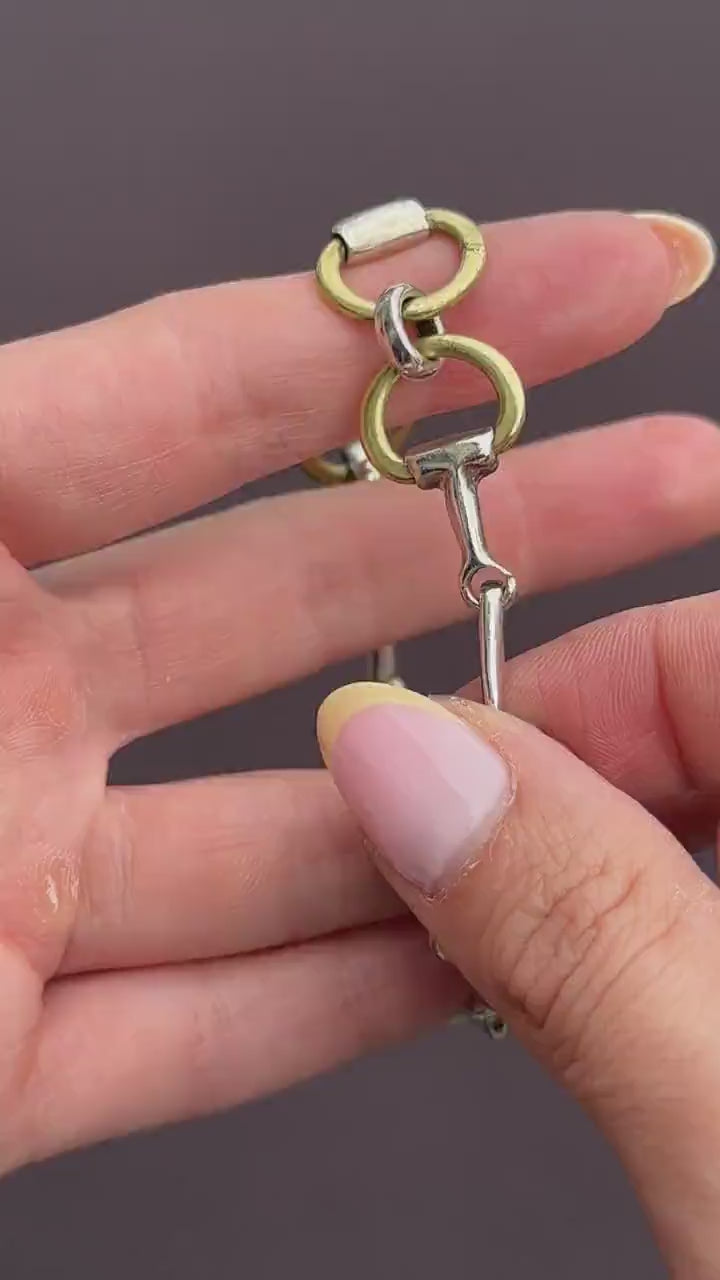 Vintage Multi Tone Sterling Silver Horsebit Snaffle Bracelet | 8.25"