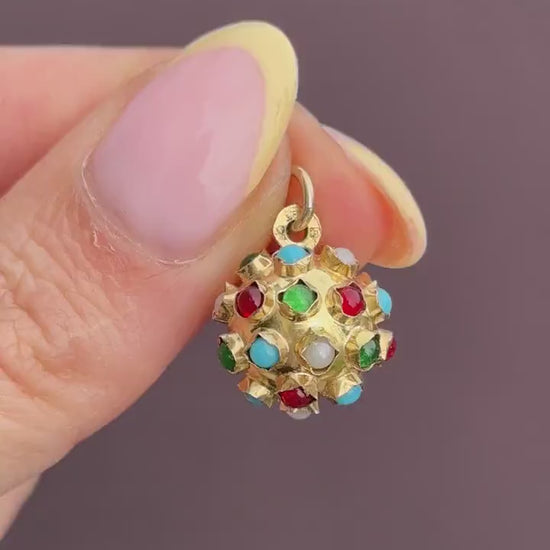 Vintage 9ct Gold Multi Gem Sputnik Charm Pendant