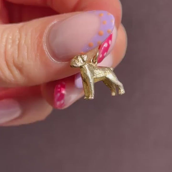 Vintage 9ct Gold Boxer Dog Charm Pendant - Birmingham 1962