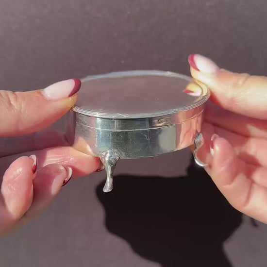 Antique Birmingham 1905 Hallmarked Sterling Silver Oval Jewellery Trinket Box