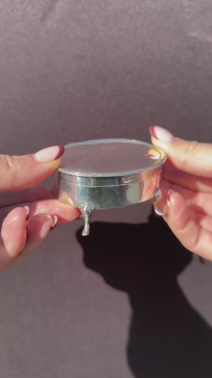 Antique Birmingham 1905 Hallmarked Sterling Silver Oval Jewellery Trinket Box