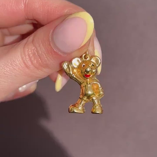 Vintage 9ct Gold Mickey Mouse Enamel Charm | Dated 1977