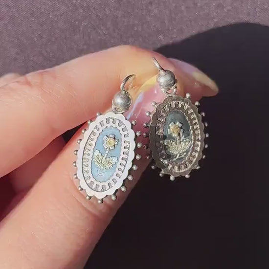 Antique Victorian Silver and Gold Aesthetic Floral Flower Earrings | Circa.1880