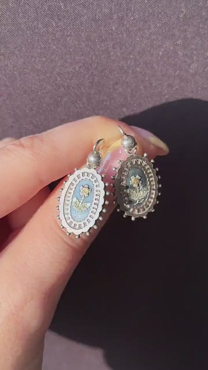 Antique Victorian Silver and Gold Aesthetic Floral Flower Earrings | Circa.1880