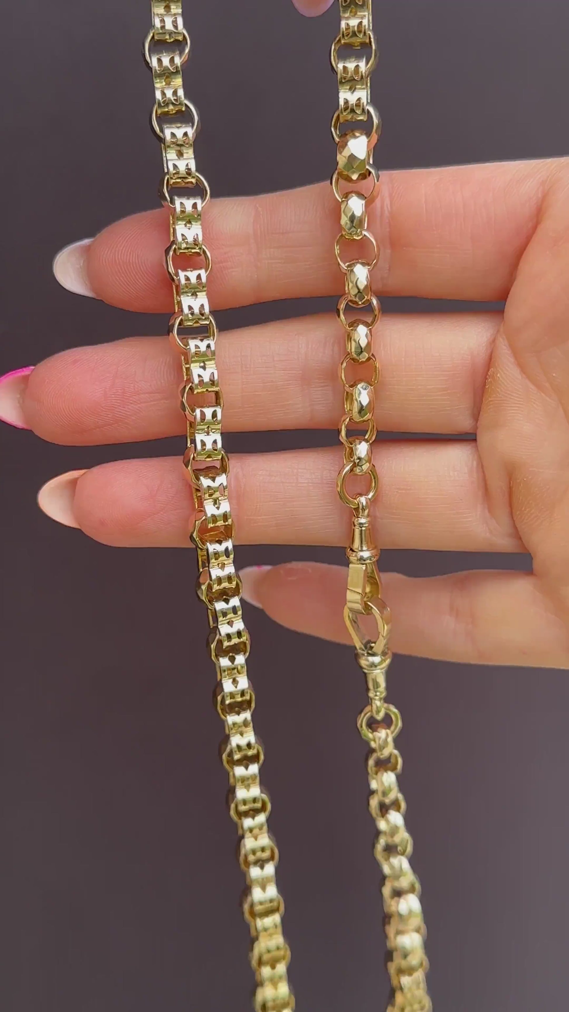 Antique Fancy Link 9ct Gold Chain Necklace | 17.5"
