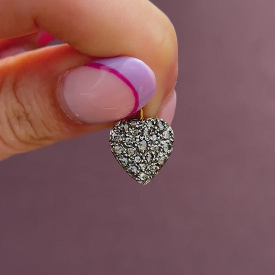 Rose cut Diamond Gold Heart Pendant 0.70ct Total | Antique Style