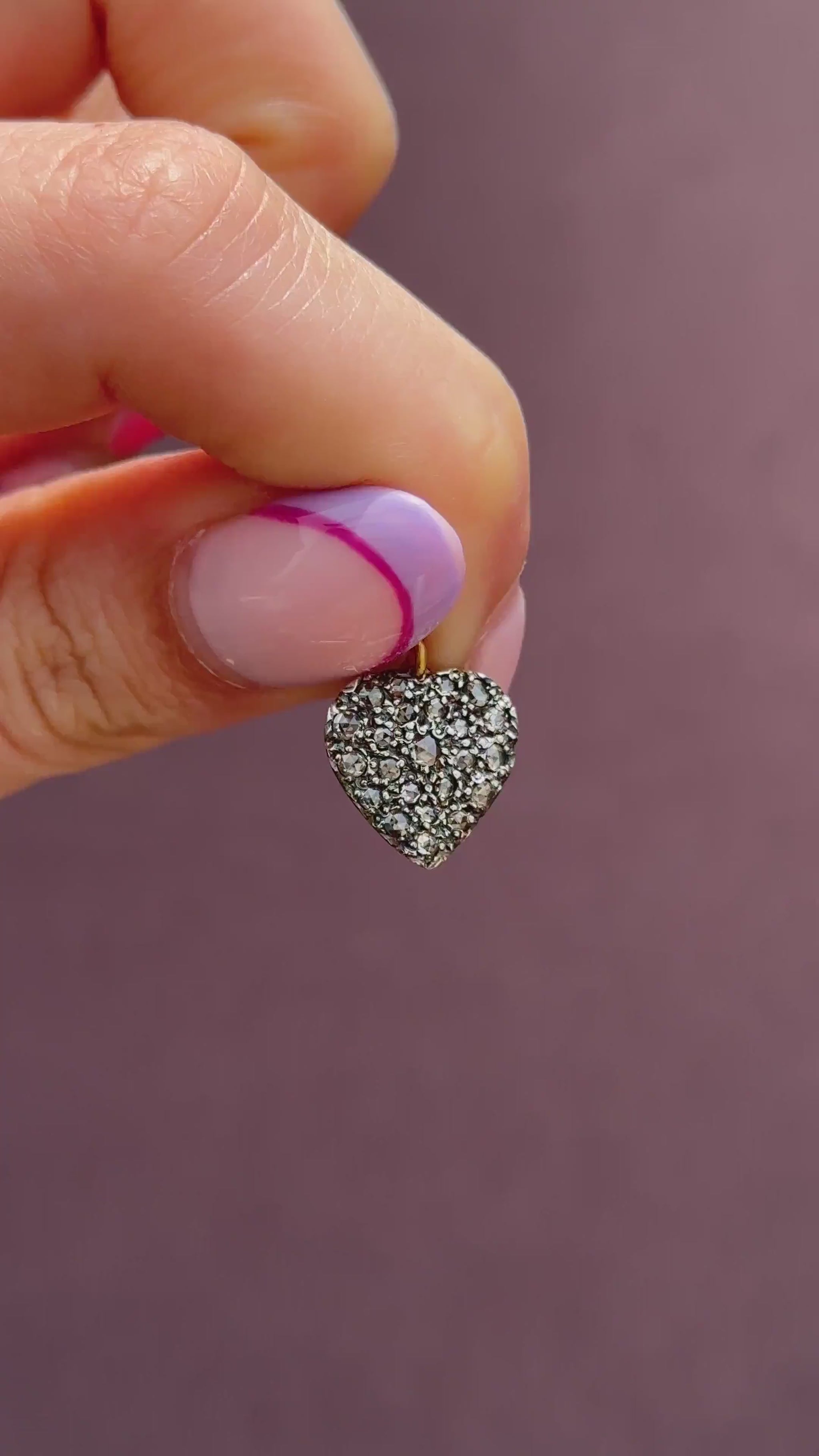 Rose cut Diamond Gold Heart Pendant 0.70ct Total | Antique Style