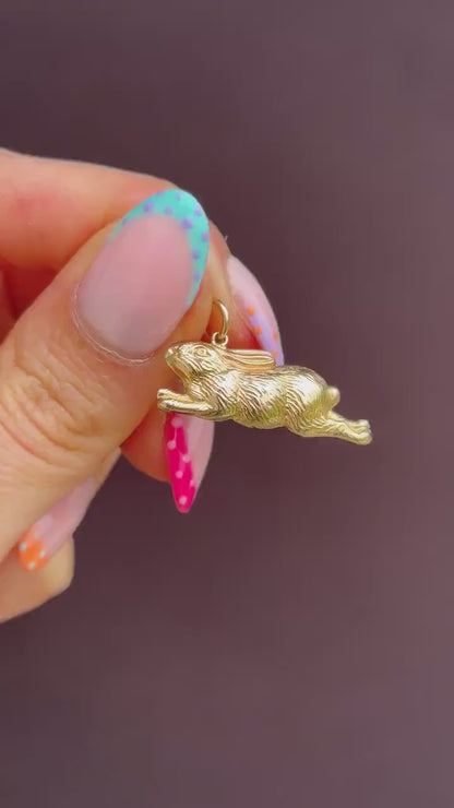 Vintage 9ct Gold Bunny Rabbit Charm Pendant