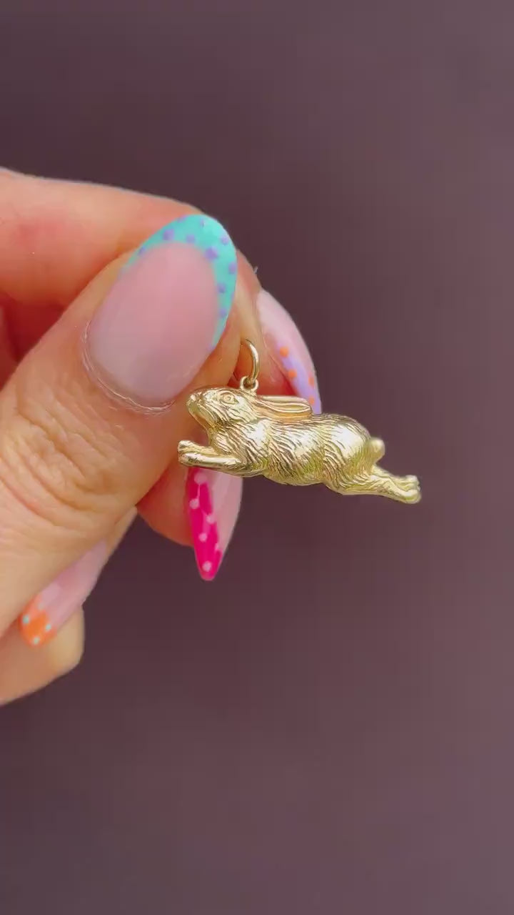 Vintage 9ct Gold Bunny Rabbit Charm Pendant