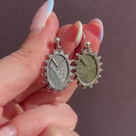 Antique Victorian Sterling Silver Aesthetic Earrings | Circa.1880