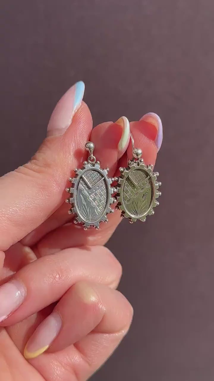 Antique Victorian Sterling Silver Aesthetic Earrings | Circa.1880