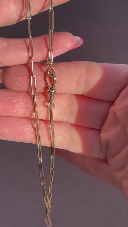 Antique 9ct Yellow Gold Paperlink Chain with Dog Clip | 16.75" Length