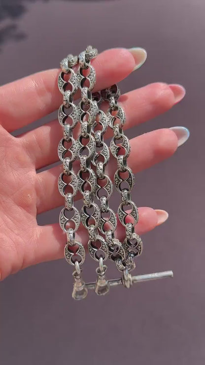 Vintage Sterling Silver 18.25" Mariner Anchor Link Chain Necklace with T-Bar