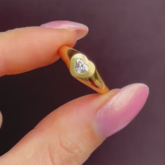 0.30ct Heart Cut Diamond 18ct Yellow Gold Gypsy Solitaire Ring