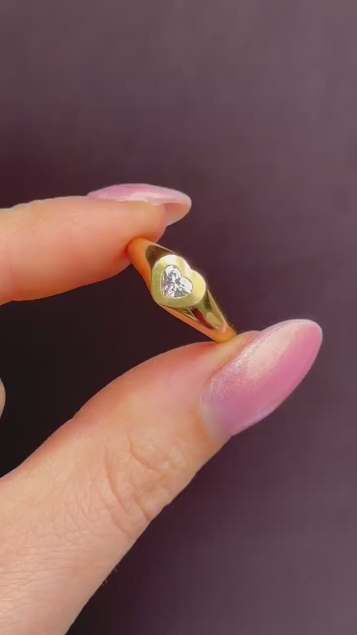 0.30ct Heart Cut Diamond 18ct Yellow Gold Gypsy Solitaire Ring