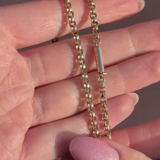 Antique Victorian 9ct Gold Faceted Belcher Link Chain Necklace with Barrel Clasp | 20"