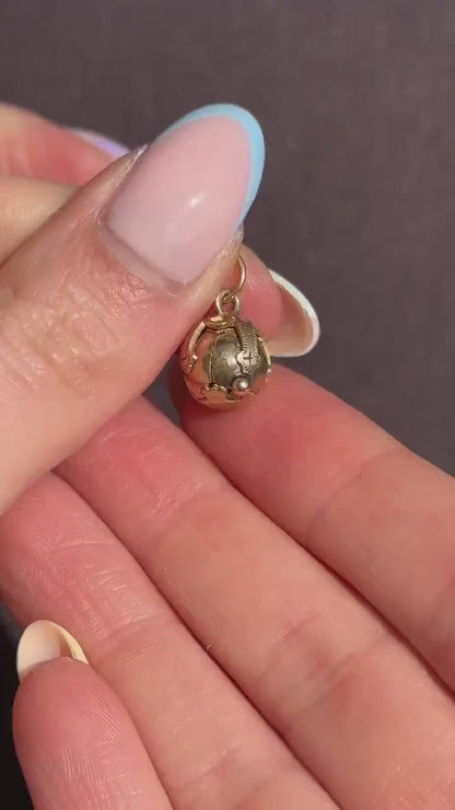 Vintage 9ct Gold Small Tiny Masonic Ball Charm Pendant