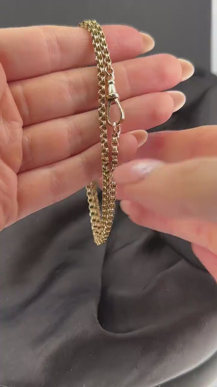 Antique 9ct Gold Round Link Chain Necklace with Dog Clip | 17.5"