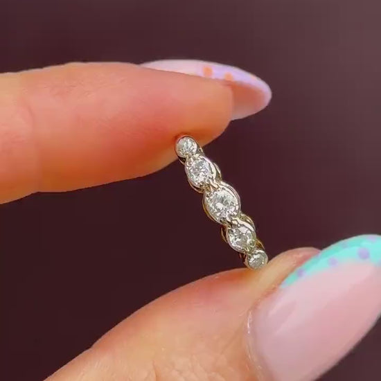 Antique Art Deco Diamond Five Stone 18ct Yellow Gold Ring