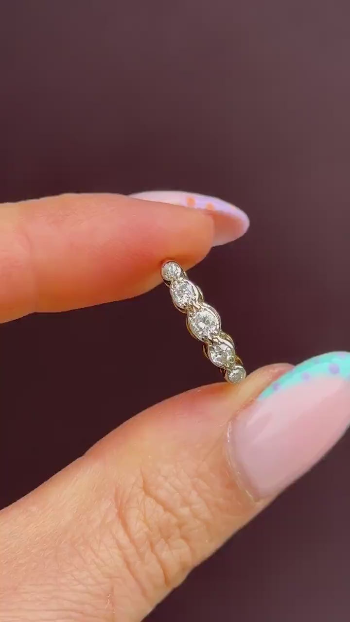 Antique Art Deco Diamond Five Stone 18ct Yellow Gold Ring