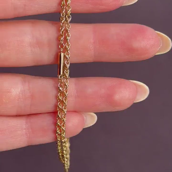 Antique 9ct Gold Love Knot Link Chain Necklace with Barrel Clasp | 16.5"