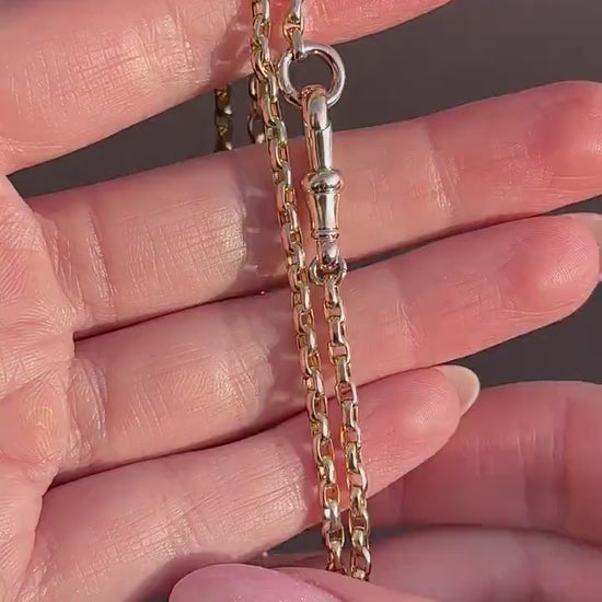 Antique Victorian 9ct Gold Faceted Link Chain Necklace with Dog Clip | 20"