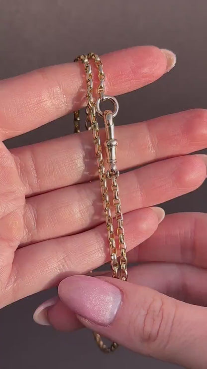 Antique Victorian 9ct Gold Faceted Link Chain Necklace with Dog Clip | 20"