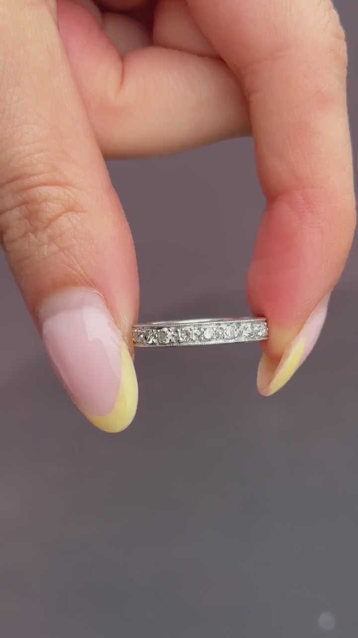 Art Deco Diamond Palladium Full Eternity Wedding Band Ring