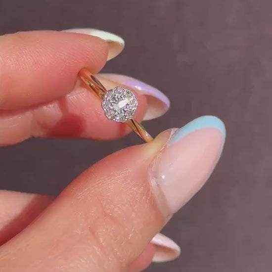 Antique Diamond Cluster Daisy 18ct Gold and Platinum Ring