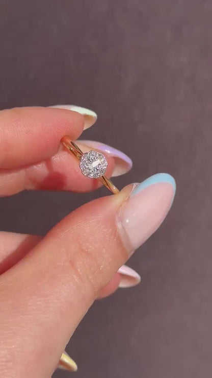 Antique Diamond Cluster Daisy 18ct Gold and Platinum Ring