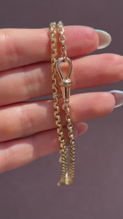 Antique 9ct Yellow Gold Oval Link Chain Necklace with Dog Clip |